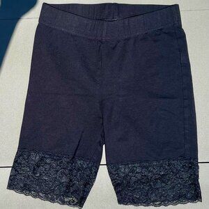 Lindex - Black Organic Cotton Cycling Shorts with Lace - Women's UK S (US XS)